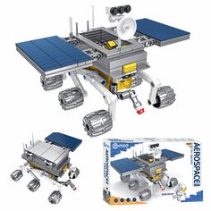 a lego space station with solar panels on it's side and instructions to build