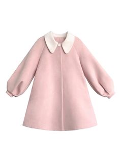 Pink Peter Pan Collar Sweet Coat Pink Outerwear For School In Fall, Winter School Outerwear With Buttons, Buttoned Outerwear For School In Winter, Buttoned Winter Outerwear For School, Classic Pink Winter Outerwear, Classic Long Sleeve Outerwear For School, Classic Pink Long Sleeve Outerwear, Modest Girly Outfits, Gno Outfit