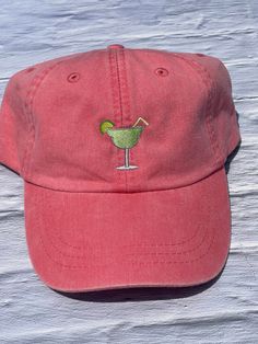 Margarita embroidery Baseball Cap Beach Hat in our popular adams brand pigment-dyed with the faded lived in or vintage look.  A summer must have and a perfect monogrammed gift for any occasion!  Bridesmaids Wedding Party Gifts, Graduations, Birthdays, and Christmas too. Create Your own vacation souvenir hat. Convo with your request. Additional fee may apply.  Margarita Size Options 1.00″x1.04″ 1.49″x1.57″  2.00″x2.11″      Fabric: 100% garment washed cotton twill     Structure: Unstructured, 6-p Adjustable Cotton Trucker Hat For Summer, Fun Summer Baseball Cap With Curved Brim, Summer Beach Baseball Cap, Brimmed Dad Hat For Summer Beach, Cute Summer Baseball Cap, Vintage Adjustable Trucker Hat For Summer, Pink Summer Baseball Cap Dad Hat, Vintage Summer Baseball Cap With Short Brim, Adjustable Red Baseball Cap For Beach