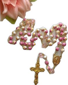 Rose Rosary, Flower Rosary, Vintage French Style, Miraculous Medal, Porcelain Flowers, Rosary Beads, French Style, Vintage French, Rosary