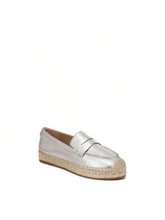 Plata suave Guay,Elegante,De moda Collar   Liso  Embellished Spring Platform Closed Toe Slip-ons, Summer Leather Closed Toe Platform Loafers, Leather Platform Loafers For Summer, Elegant Spring Loafers With Woven Sole, Summer Platform Loafers With Closed Toe, Summer Closed Toe Platform Loafers, Leather Slip-ons With Woven Sole For Spring, Casual Platform Flats For Spring, Summer Leather Slip-on Platform Loafers