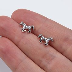 Gorgeous sterling silver horse earrings. Perfect for an animal lover Galloping Horse, Horse Earrings, Bubble Ring, Silver Horse, Celtic Jewelry, Animal Jewelry, Sterling Silver Heart, Silver Stars, Silver Heart