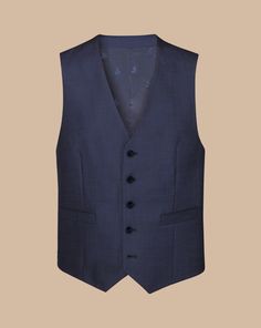 100% Super 120s Wool, Woolmark certified pure merino wool, Available in adjustable fit, Single breasted five-button fastening with corozo buttons, Functioning welt pockets, AMF stitching along centre front, Adjustable back belt in main body fabric, Dry clean only - Ultimate Performance End-On-End Suit Waistcoat - Indigo Blue | Men's Charles Tyrwhitt Ultimate Performance End-On-End Suit Waistcoat - Indigo Blue Size w36 Wool Business Casual Polo, Black Suit Wedding, Morning Suits, Smart Jackets, Italian Suit, Collarless Shirt, Business Casual Shirts, Grey Polo Shirt, Green Polo Shirts