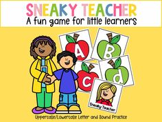 a poster with the words sneaky teacher and an image of two children standing next to each