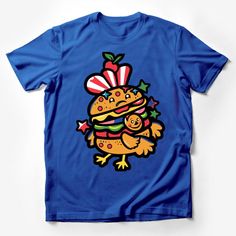 Funky Burger Chicken Combo T-Shirt, Colorful Foodie Graphic Tee, Unisex Casual Streetwear, Quirky Fast Food Shirt Male T-Shirt Custom graphic T-Shirt.Customize your color Funny Print Blue Tops For Streetwear, Blue Tops With Funny Print For Streetwear, Funny Blue Crew Neck Top, Playful Short Sleeve T-shirt For Streetwear, Funny Multicolor Cartoon Print Tops, Multicolor Funny Cartoon Print Tops, Multicolor Cartoon Print Funny Tops, Funny Blue Graphic Print T-shirt, Playful Crew Neck T-shirt With Cartoon Print