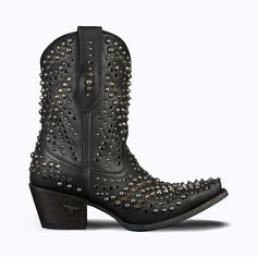 Dolly Bootie Women's Black Studded Cowboy Western Shortie Ankle Boot Lane Boots, Guinea Bissau, Mozambique, Jet Black, Caribbean Netherlands, Ghana, Brunei, Kenya, Bootie