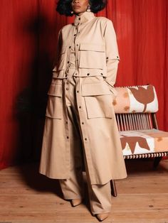 Buy Inexpensive Trench Coats at Stylewe online store, SPU: 16TR8CB7AE, Color: Khaki, Edition type:Loose, Thickness:Regular. Types Of Coats, Faux Leather Coat, Fitted Coat, Leopard Print Top, Long Sleeves Coats, Trench Coats Women, Long Sleeve Turtleneck, City Style, Denim Coat