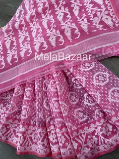 *A Handloom beauty. Dhakai Jamdani soft cotton lightweight saree with gold zari dots on the palla. *Fall attached. Note: Minor imperfections in weaving are inherent to handloom fabric, and are not defects. Cotton Pre-draped Saree With Self Design For Festivals, Pink Bohemian Pre-draped Saree For Festivals, Pink Anarkali Saree With Bandhani Print, Bohemian Pre-draped Pink Saree With Pallu, Bohemian Pre-draped Pink Saree, Pink Summer Saree, Pink Cotton Handloom Dupatta, Cotton Saree With Cutdana For Eid, Eid Cotton Saree With Cutdana