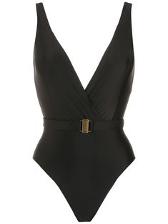 Black Evita belted swimsuit from LYGIA & NANNY featuring wrap design, plunging V-neck, belted waist and low back. Be mindful to try on swimwear over your own garments.. Sun Outfits, Classy Swimsuit, Belted Swimsuit, Swimsuit Luxury, Elegant Swimsuit, Swimsuit Aesthetic, Bond Girls, Luxury Swimwear, Swimsuit Black