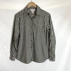 Evan-Picone Top Womens 6 Cotton Gingham Black Beige Button Up Shirt | eBay Long Sleeve Gingham Shirt With Button Closure, Classic Gingham Flannel Shirt, Classic Long Sleeve Gingham Flannel Shirt, Classic Plaid Button-up Top, Everyday Gingham Button-up Tops, Gingham Long Sleeve Tops For Everyday, Everyday Gingham Long Sleeve Tops, Everyday Long Sleeve Gingham Top, Gingham Long Sleeve Top With Buttons