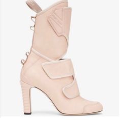 Brand New 5-5.6 Us 36 Euro Color Is Beige/Off Light Pink White Heeled Boots, Fendi Boots, Fendi Monster, Pink Nike Shoes, Leather Biker Boots, Pink Nikes, Fendi Shoes, Boot Brands, Shoes Brand