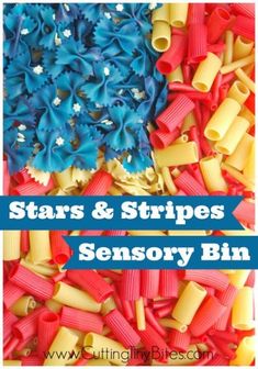 stars and stripes sensory bin for toddlers to play with