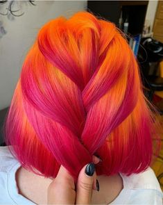 Ombre Dyed Hair, Orange And Pink Hair, Aesthetics Nails, Exotic Hair Color, Hair Fairy, Diy Foods, Sunset Hair, Fashion Empire, Bold Hair Color