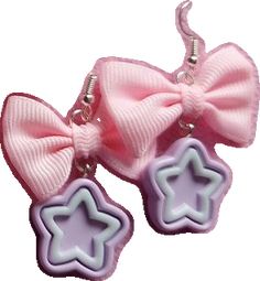 Cute Pink Earrings With Pink Bow, Pink Star Earrings For Party, Pink Bow Earrings In Cute Style, Pink Heart-shaped Jewelry With Bow, Pink Star-shaped Party Earrings, Cute Pink Bow Jewelry, Cute Pink Jewelry With Bow, Cute Pink Bow Earrings For Gift, Cute Pink Bow Earrings As Gift