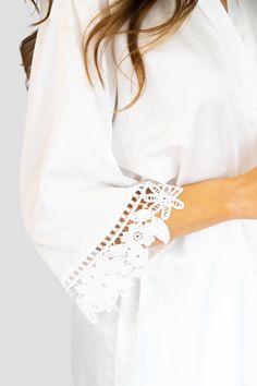 Our solid satin collection is the classic look done right. These robes are light, airy, and soft to the touch.The sleeves and bottom lining portray a unique design that adds a touch of dainty elegance to the robe. The flattering neckline makes it a perfect choice to wear for “getting ready” pictures with the bride and her bridal party. This collection is not exclusive to just wedding wear. These robes can be worn as loungewear around the house and are great maternity wear for our soon-to-be moms White Satin Robe, Robe For Bride, Getting Ready Pictures, Bridal Robes, Maternity Wear, White Satin, Wedding Wear, Getting Ready, Classic Looks