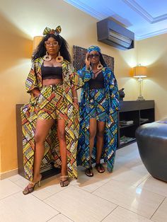 This kimono is made with high quality African wax print. This beautiful piece is a SHOW STOPPER! 🌸 It is a must have because it is a very versatile piece(can be worn in several beautiful ways to different occasions) ✔️Wear over a booty shorts and bralette for summer.  ✔️Wear over a leggings and top ✔️Wear over a corporate or body con gown. ✔️Wear over a pants and collar shirt etc ✔️Shorts can be worn with a polo, tank top , crop top etc.  📌KIMONO ✔️ It is a free size. ✔️Floor length - 58 inche Bohemian Sets With Multicolor Kimono Sleeves, Kimono With Shorts, Ankara Kimono, Printed Kimono Jacket, Oversized Kimono, Sleeveless Kimono, Plus Size Kimono, Print Kimonos, Long Kimono