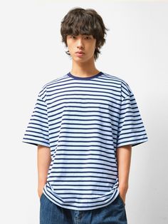 Editor's notesIt is a basic short sleeves t-shirt in relaxed fit. The stripe patterned t-shirt is perfect for layering style with innerwears. It is finished with tumble washing, normal washing, and tenter process.- Basic design- Colorblock neck- Ribbed neck- Soft cottonMeasurements(in.)M / L- Shoulder: 22 in. / 22.4 in.- Chest: 23.4 in. / 24.4 in.- Sleeve Length: 10.4 in. / 10.6 in.- Length: 28.3 in. / 28.7 in.Composition & Care- 100% Cotton- Dry clean recommended- Hand wash separately- Mach Striped Shorts Outfit Men, Blue Cotton T-shirt With Contrast Stripes, Blue Short Sleeve T-shirt With Contrast Stripes, Everyday Horizontal Stripe Short Sleeve T-shirt, Cotton T-shirt With Horizontal Stripes For Summer, Casual Horizontal Stripe Pattern T-shirt For Everyday, Casual Striped T-shirt For Everyday, Summer Cotton T-shirt With Horizontal Stripes, Blue Crew Neck Tops With Horizontal Stripes