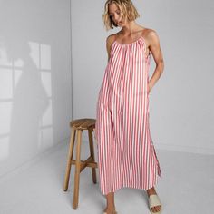 The Airy Cotton Maxi Dress (your summer villa era is calling). Made with high-quality sustainable poplin cotton using all non-toxic dyes, it’s crisp and lightweight on you (and in your travel bag). Featuring a dual design, so you can wear the keyhole detail at front or back, the functional ruching allows you to customize coverage to your style. Adjustable spaghetti straps, side seam pockets, and side slits for breathability – cue the summer naptime montage. Summer Villa, Cotton Maxi Dress, Cotton Maxi, Maxi Dress Cotton, Short Leggings, Bedding Shop, Cotton Silk, Travel Bag, Sweater Top