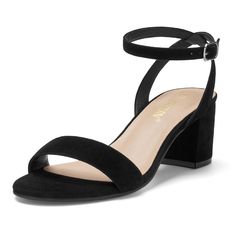 PRICES MAY VARY. [Fashion Heels]: These ZURIN sandals women dressy will become the versatile fashion piece in your wardrobe, featuring a synthetic leather upper with a stylish analmond toe and a robust block heel. The ankle strap with its buckle closure ensures a secure fit, making these dress shoes for women a staple for any collection. They provide both comfort and stability for your feet. With a range of materials and colors available, you can find the perfect pair to match your personal styl Black Summer Heels, Homecoming Shoes Low, Black Hoco Shoes, Comfortable Heels Wedding, Heels Aesthetic Black, Black Shoes For Wedding, Shoes For Black Dress, Black Dress Shoes For Women, Short High Heels