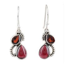 Cabochon garnets or faceted garnets? No need to choose with these beautiful dangle earrings. Artisans set the crimson gems in sterling silver with beaded details for stunning appeal. From Novica. Garnet Earrings, Artisan Craft, Garnet, Dangle Earrings, Jewelry Earrings, Gems, Sterling Silver, Silver