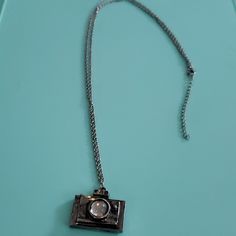 Long Chain Camera Necklace, Never Worn Camera Necklace, Long Chain, Blue Gray, Womens Jewelry Necklace, Blue Grey, Color Blue, Jewelry Necklaces, Womens Sizes, Women Jewelry