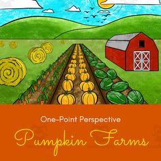 the pumpkin farm is featured in this one - point perspective coloring book for adults and children