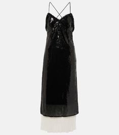 Sequin Midi Dress For Cocktail, Party Season Evening Midi Dress, Chic Midi Dress With Sequins, Chic Sequined Midi Evening Dress, Sequin Midi Dress For Date Night, Glamorous Long Midi Dress For Party Season, Sequin Midi Dress For Spring, Glamorous Midi Length Slip Dress For Party, Spring Midi Dress With Sequins