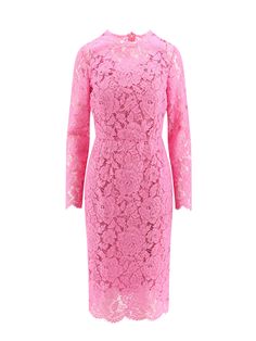 43% Viscose, 34% Cotton, 23% Polyamide Lining: 91% Silk, 9% Elastane Pink Dress Women, Pink Dress Casual, Feminine Chic, Dolce Gabbana Dress, Royal Outfits, Lace Sheath Dress, Dolce E Gabbana, Dolce & Gabbana, Petticoat