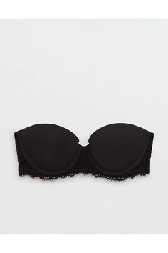 Cute, shiny microfiber with Eyelash lace deets/You've got options! Wear this bra with both straps, criss cross 'em, just one or strapless! Cute Strapless Bras, Black Lase Bra, Elegant Stretch Bandeau Bra, Party Lace Bra With Sweetheart Neckline, Fitted Bandeau Bra With Removable Pads, Padded Fitted Strapless Bra, Strapless Padded Fitted Bra, Black Bra With Removable Pads And Sweetheart Neckline, Black Bra With Sweetheart Neckline And Removable Pads