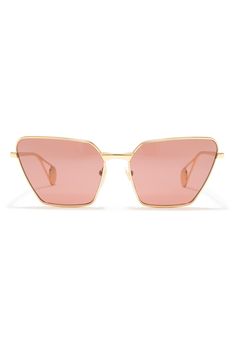 Complete your daily ensemble with a stylish pair of pink-hued sunglasses in a cat eye silhouette for chic flair. 63mm lens width; 17mm bridge width; 140mm temple length 100% UV protection Adjustable nonslip nose pads Nylon/metal Made in Italy Modern Gold Cat Eye Sunglasses For Spring, Gucci Gold Sunglasses For Summer, Pink Cat Eye Sunglasses For Spring, Trendy Metal Frame Cat Eye Sunglasses For Spring, Classic Cat Eye Sunglasses With Mirrored Lenses For Spring, Summer Cat Eye Sunglasses With Metal Frame, Gucci Sunglasses With Gradient Lenses For Summer, Spring Classic Cat Eye Sunglasses With Mirrored Lenses, Gucci Polarized Sunglasses For Summer