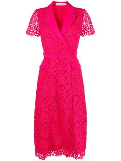 Self-Portrait Belted Lace Midi Dress - Farfetch Self Portrait Clothing, Midi Dress Pink, Belted Midi Dress, Pink Midi Dress, Lace Midi, Lace Midi Dress, Party Looks, Lace Overlay, Dress Pink