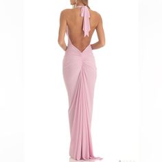 Pink dress Pink Cowl Neck Dress, Blush Pink Dress Outfit, Cowl Neck Prom Dress, Light Pink Prom Dresses, Long Backless Dress, Light Pink Prom Dress, Pink Dress Outfits, Hoco Inspo, Prom Dress Inspo