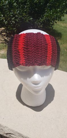 This is a Twenty One Pilots inspired Clancy headband. The hat is made to order according to the size you are needing. Please allow 1 to 2 days to make and ship. Handmade Red Headband Headpieces, Handmade Black Headband, Handmade Adjustable Headwrap Gift, Adjustable Black Handmade Headband, Adjustable Red Yarn Hat, Adjustable Red Crochet Yarn Hat, Adjustable Red Crochet Hat, Adjustable Brimmed Red Crochet Hat, Adjustable Handmade Black Beanie