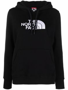 Black/white cotton embroidered-logo drawstring hoodie from THE NORTH FACE featuring embroidered logo to the front, drawstring hood, long sleeves, ribbed cuffs, ribbed hem and front pouch pocket. Black Crew Neck Hoodie With Logo Detail, Black Logo Hoodie With Crew Neck, Black Crew Neck Hoodie With Logo, Black Hooded Sweatshirt With Logo, Black Hooded Hoodie With Logo, Black The North Face Hoodie For Streetwear, Casual Black Logo Hoodie, Black Casual Hoodie With Logo, Black Logo Hoodie Sweatshirt