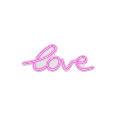 the word love written in neon pink on a white background