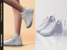 two pictures of women's shoes, one in white and the other in grey