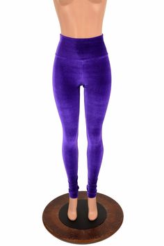 "This item is made to order, please read all the way through the listing before purchasing! These leggings are made of deep purple stretch velvet, with a flattering 11\" high rise, and a smooth anti muffin top waistband. This velvet is soooo soft, not the cheap and itchy panne, this is true lycra velvet. Smooth as butter, and so flattering and comfy! Inseam: 32\" Rise: 11\" If you would like a shorter or longer inseam, please enter it in the notes at checkout! Womens Sizing (See below for instru Full Length Velvet Stretch Bottoms, Stretch Velvet Full Length Bottoms, Stretch Velvet Full-length Bottoms, Winter Purple Stretch Tights, Purple Stretch Winter Tights, Winter Stretch Purple Tights, Purple Stretch Tights For Winter, Purple Fitted Full Length Tights, Purple Fitted Full-length Tights