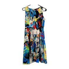 Sucrefas Sleeveless Multicolored A-Line Abstract Geometric Dress - Size Medium Somewhat Resembles An Abstract Picasso Painting Beautiful Colors (White, Blue, Pink, Green, Black, Purple, Yellow, Lime, Red, Orange) Zipper Closure Unlined New Dress With Tags Tag Has “Belted” Dress But Dress Did Not Come With Belt Approximate Flat Lay Measurements: Length - 37” Pit-To-Pit - 16” Waist - 13.5” Zipper Closure - 19.5” Material: 65% Polyester 35% Cotton Care Instructions: Machine Wash Dark Colors Conditi Multicolor Print Sleeveless Midi Sundress, Sleeveless Multicolor Sundress Midi Dress, Sleeveless Midi Dress In Multicolor Abstract Print, Sleeveless Midi Dress With Multicolor Abstract Print, Multicolor Print Sleeveless Dress For Spring, Spring Sleeveless Abstract Print Dress, Spring Sleeveless Dress With Abstract Print, Sundress With Abstract Print And Sleeveless Design, Sleeveless Spring Dress With Abstract Print