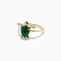 Effy Seaside 14K Yellow Gold Malachite and Diamond Turtle Ring Turtle Ring, Gold Yellow, Yellow Gold, Ring, Yellow, Gold, Quick Saves