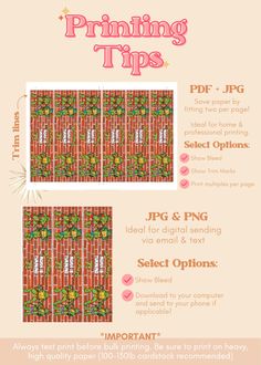 an info sheet with instructions for how to use the printables in your project