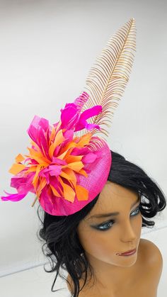 Beautiful hot pink wedding fascinator. It has an elegant a classy look. Great way to compliment your wedding,  bridal shower,  rehearsal dinner,  cocktail party, Esther or church outfits. Adjustable headband. Hair clip may be added - Rear Find - Ready to ship  - Lightweight - Fast shipping - Customize by adding different color flowers and or feathers Check my store for for styles and colors.  etsy.com/shop/hatsandpearls Find more at my website: Www.hatsandpearls.com  reach out to me if you can't find what you are looking for.  I can make cake custom orders and help you style and match your outfit  Matching Mask Matching Mask link https://www.etsy.com/HatsandPearls/listing/857551443/fuschia-hot-pink-mask?utm_source=Copy&utm_medium=ListingManager&utm_campaign=Share&utm_term=so.lmsm&share_tim Pink Fascinator For Races With Pinched Crown, Pink Headpieces For Carnival Party, Pink Hat For Evening Carnival, Pink Carnival Headpieces For Party, Pink Carnival Party Headpiece, Pink Fascinator For Carnival Races, Pink Fascinator For Races And Carnival, Elegant Pink Fascinator For Carnival, Pink Headpiece For Royal Ascot Party