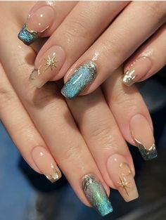 Astronomy Nails, Korea Nails Design, Fairytale Nails, Chip Nails, Carcase Iphone, Quince Stuff, خواتم خطوبة, Ideas Uñas, Emerald Nails