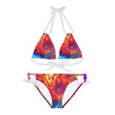 Elevate your summer style with this trendy Women's Strappy Bikini Set, perfectly suited for festival clothing and rave outfits. This bikini set features a unique blend of 82% microfiber polyester and 18% spandex, offering a comfortable 4-way stretch and medium fabric weight. Adjustable elastic straps and removable pads ensure the perfect fit and preferred support. Choose from 7 vibrant colors to reflect your unique style and celebrate your beauty. Take your pool days and festival outfits to the Adjustable Multicolor T-back Swimwear, Adjustable Multicolor Tie-side Swimwear, Adjustable Multicolor Tie-side Swimwear Bottom, Fitted Swimwear With Straps For Swimming, Multicolor Adjustable Swimwear For Poolside, Adjustable Multicolor Swimwear For Sunbathing, Adjustable Multicolor Swimwear For Poolside, Adjustable Tankini For Summer Swimming, Fitted Swimwear With Straps For Beachwear