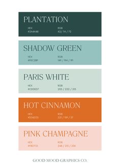 the color scheme for different font styles