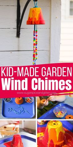 Kid's Craft Ideas: Garden Wind Chimes Flower Pot Preschool Craft, Backyard Crafts For Kids, Cottage Crafts For Kids, 4h Crafts For Kids, Clover Kids Projects 4-h, Grandma Crafts For Kids, Wind Chimes Kids, Grandkid Crafts, Garden Wind Chimes