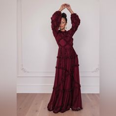 Beautiful Wine Burgundy Dress, I Just Haven’t Found A Use For It Yet. It Fits Me Perfectly Outside Of The Length, I’m Short! 5’2” Odette Dress, Pictures Engagement, Lifestyle Shoot, Church Dress, Night Style, Hair Bridesmaid, Garden Dress, Church Dresses, Bridesmaid Makeup