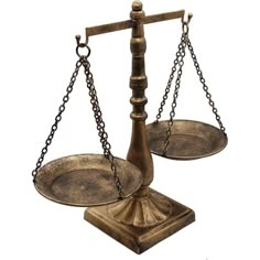 an old metal balance scale with chains hanging from it's sides, on a white background