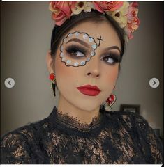 Halloween Makeup Diy Tutorial, Mexican Outfits, Dead Makeup, Creepy Halloween Makeup, Sugar Skull Makeup