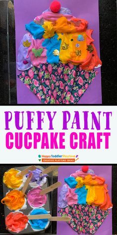 the cupcake craft is made with puffy paint