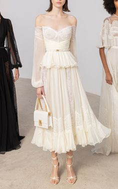 Zuhair Murad Spring 2023, Dorothy Dandridge, Lace Bustier Top, Spring 2023 Ready To Wear, Lace Midi Skirt, 2023 Ready To Wear, Lace Bustier, Zuhair Murad, Tea Length Dresses